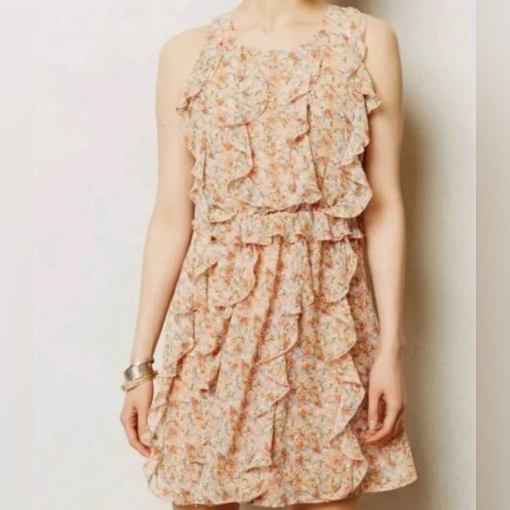 Ruffled floral Anthropologie dress